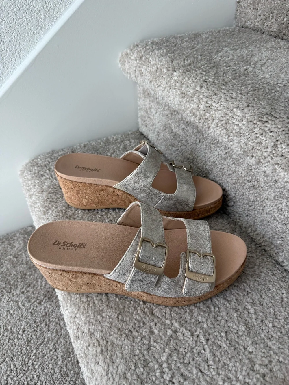 Dr. Scholl's Double-Buckle Cork Slide Mules Size 9 NEW